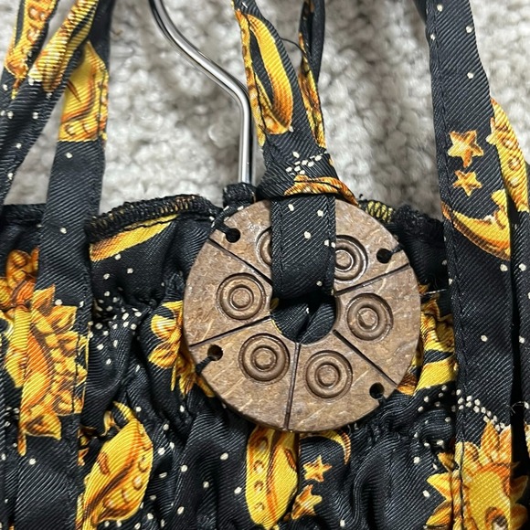 Pretty Rosa Paris Dress Women's 4 Black Yellow Sun Moon Print Strappy Sleeveless - Picture 7 of 13